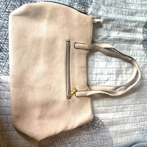 Leather beige tote bag